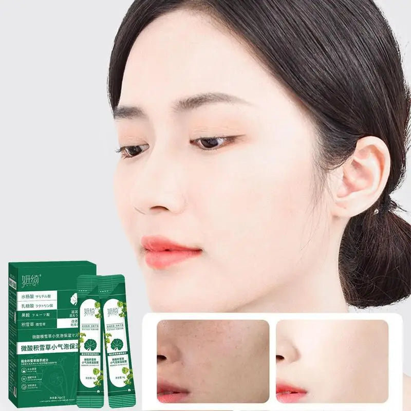 12Pcs/box Centella Asiatica Bubble Face Mask: Purifying, Hydrating, and Oil Control for Moisturized Skin #W0